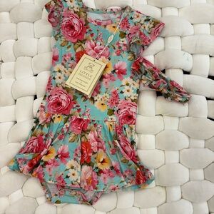 Little Snuggles Bamboo Floral Dress with Matching Headband